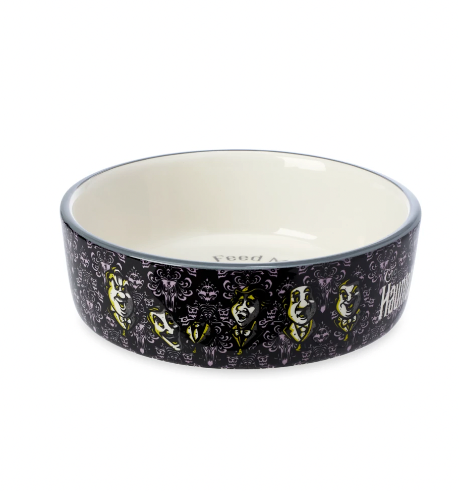 Disney Parks The Haunted Mansion Feed Me Foolish Mortals Ceramic Pet Bowl New