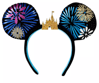 Disney Parks Mickey Main Attraction Ear Headband Cinderella Castle Fireworks New