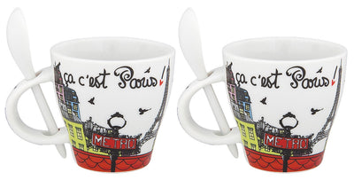 Disney Parks Epcot Paris Cats Mini Mug Set with Spoons New