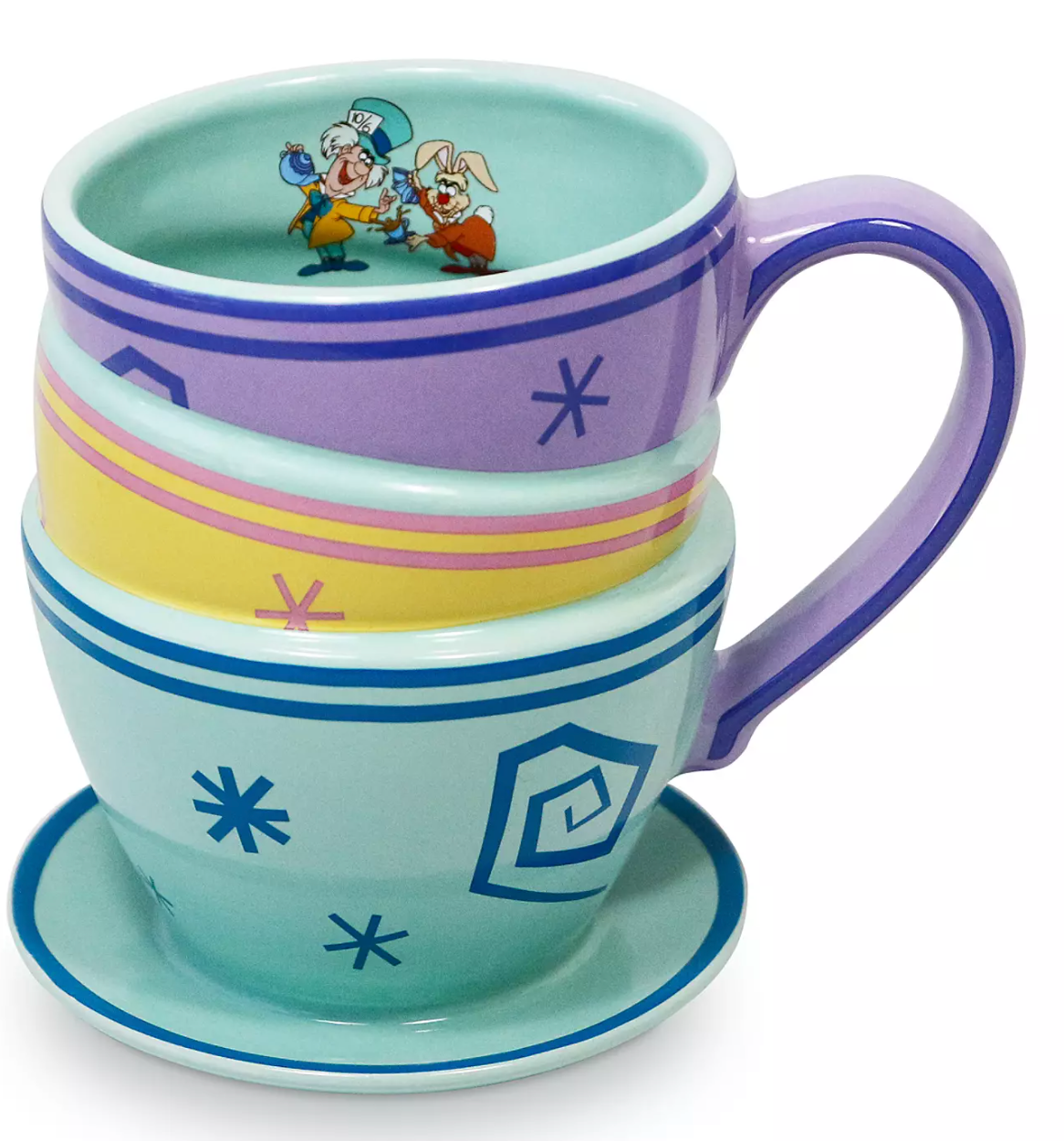 Disney Alice in Wonderland Mad Tea Party Triple Stackable Mug Cup New