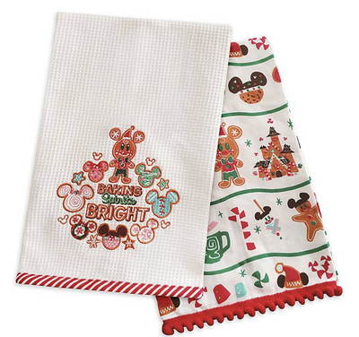 Disney Mickey Minnie Gingerbread Holiday Dish Towel Set New with Tag