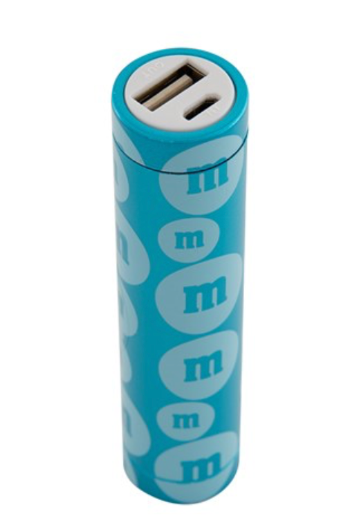 M&M's World Turquoise Tube Power Bank New with Box