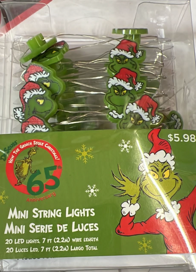 Dr. Seuss Grinch Christmas Mini String lights LED New With Box