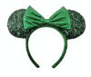 Disney Minnie Sequined Emerald Ear Headband with Bow New with Tag