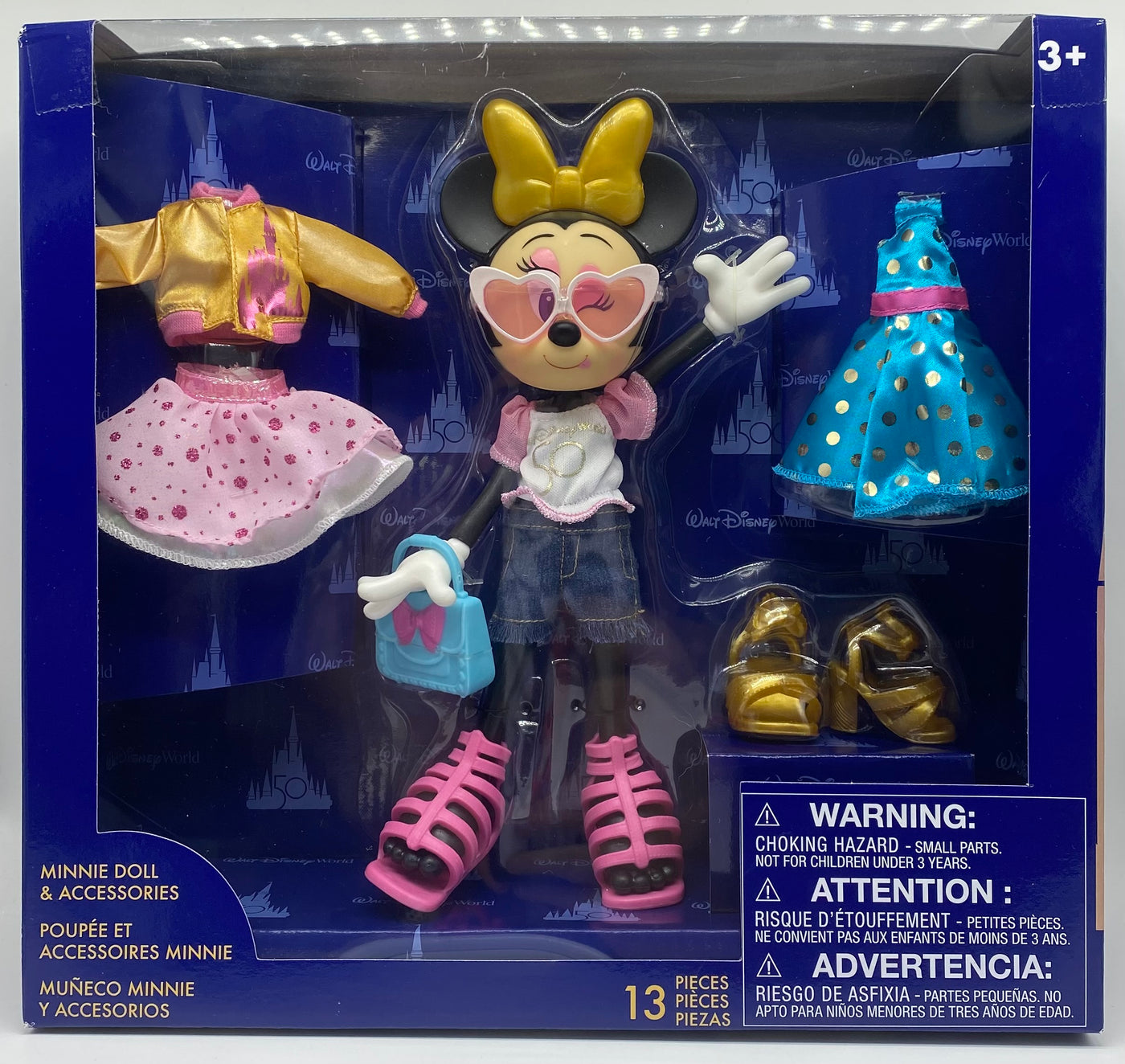 Disney Parks 50th Anniversary Walt Disney World Minnie Doll and Accessories New
