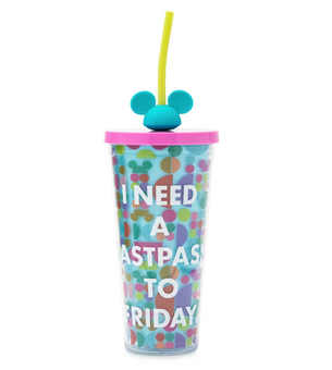 Disney Parks I Need a FastPass to Friday Tumbler with Straw New