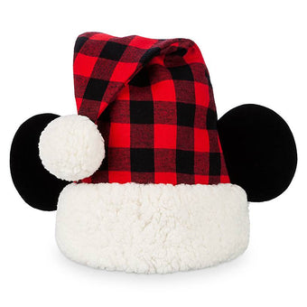 Disney Parks Yuletide Farmhouse Holiday Mickey Plaid Santa Hat for Adults New