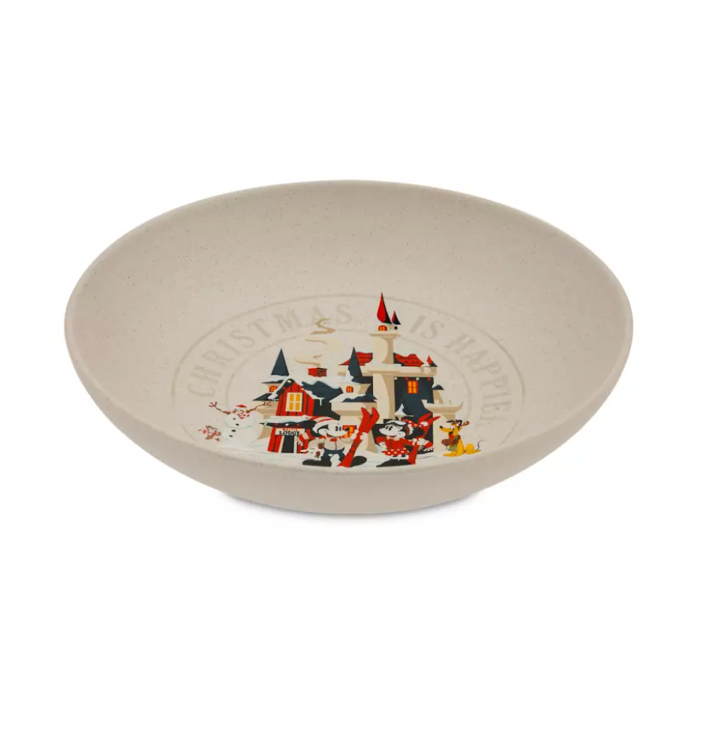 Disney Holiday Christmas is Happier Together Mickey and Friends Serving Bowl New