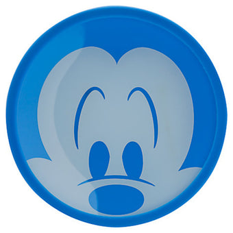 Disney Parks Mickey Mouse Silicone Covered Blue Glass Dessert Plate New