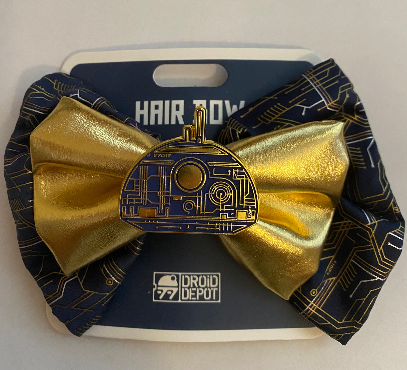 Disney Parks Star Wars Galaxy Edge Droid Depot Gold Hair Bow New with Card