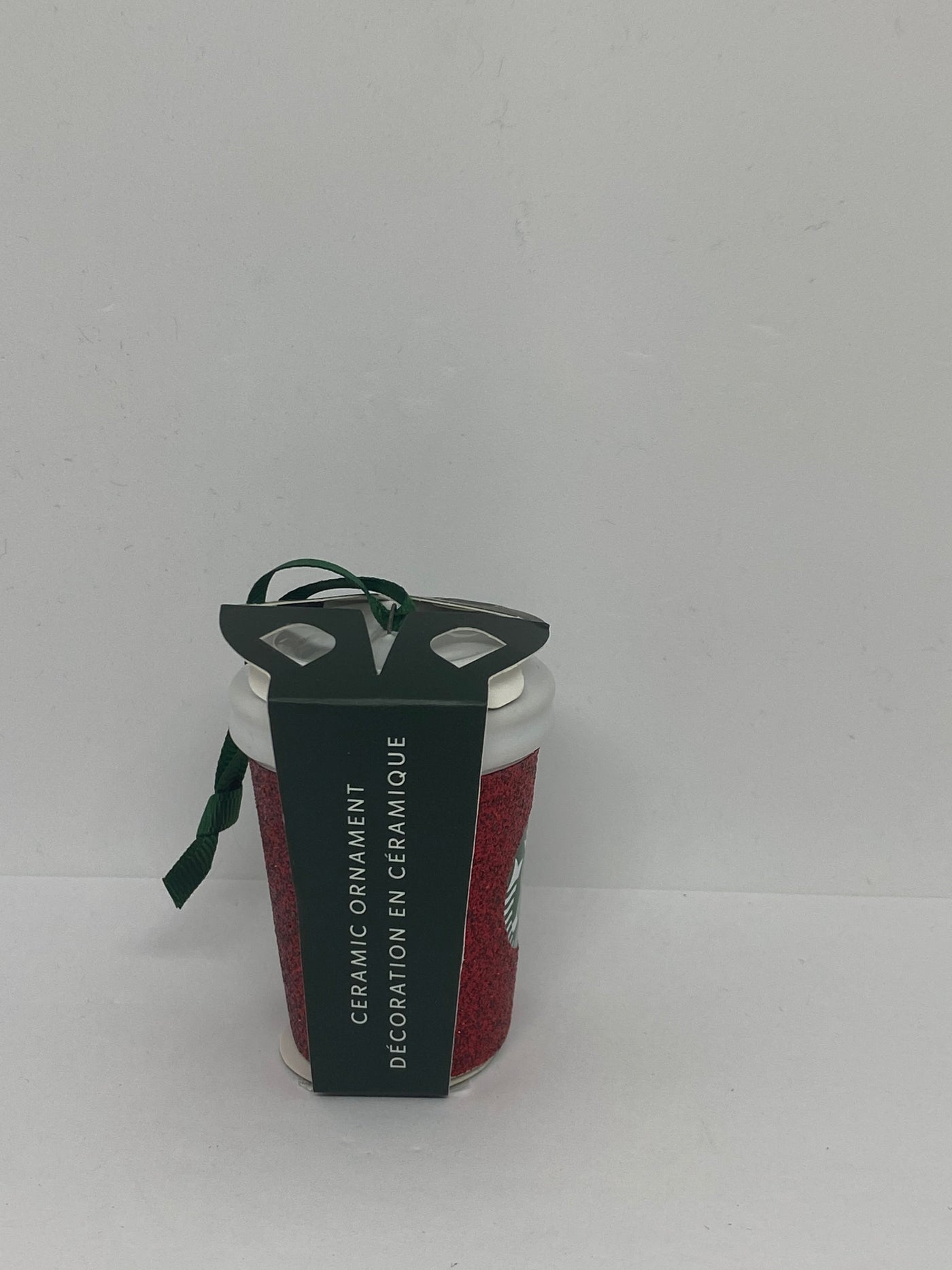 Starbucks Red Glitter Tumbler Ceramic Christmas Ornament New with Tag