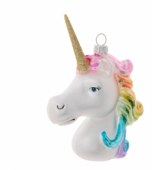 Robert Stanley 2021 Rainbow Unicorn Glass Christmas Ornament New with Tag