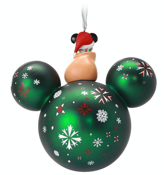 Disney Parks Mickey Icon Ball Christmas Ornament with Figurine New with Tag