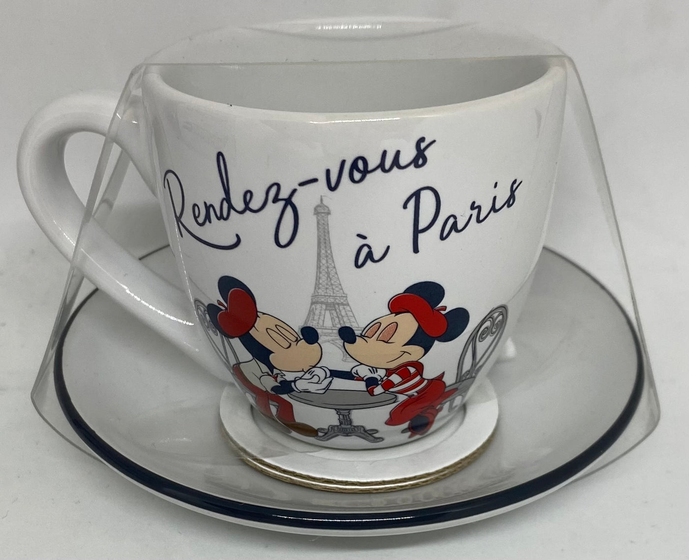Disney Epcot France Mickey Minnie Rendezvous a Paris Espresso Mug and Saucer New