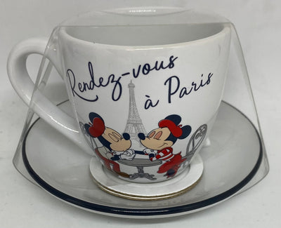 Disney Epcot France Mickey Minnie Rendezvous a Paris Espresso Mug and Saucer New
