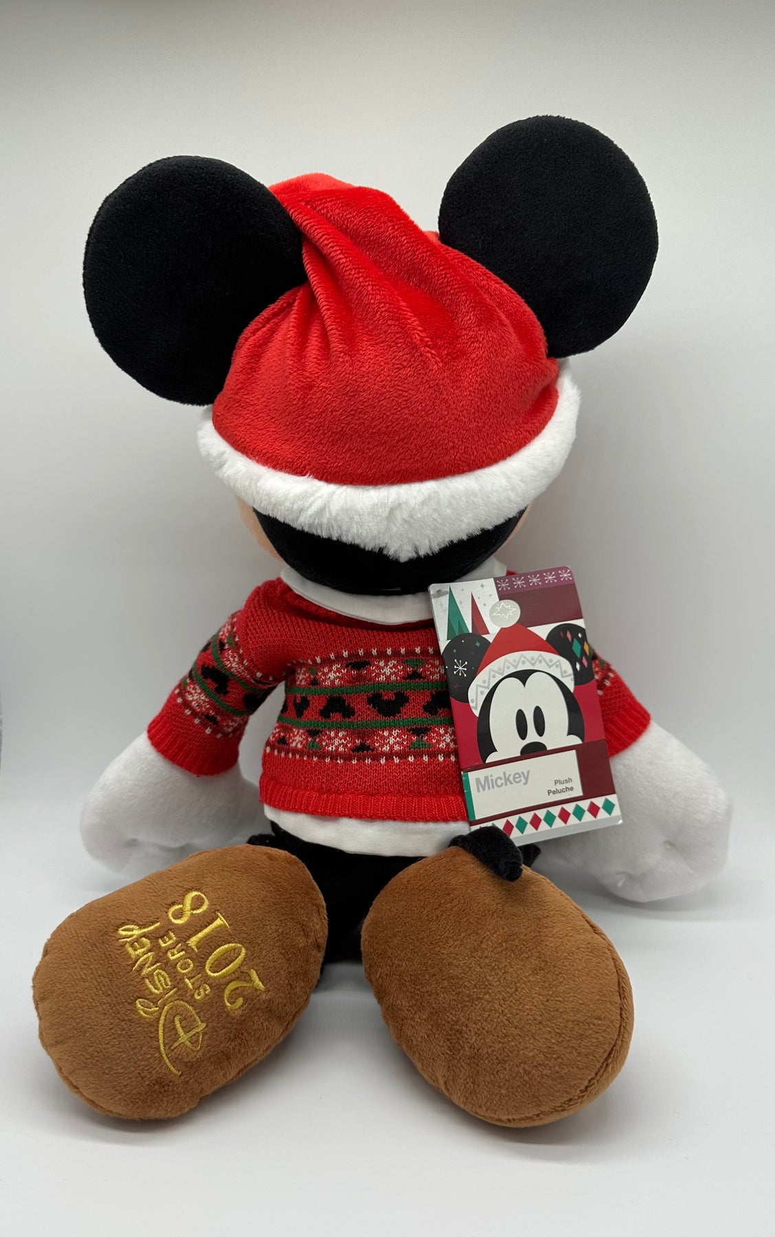 Disney Store Authentic 2018 Christmas Mickey Winter Sweater Plush