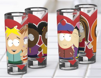 Zak Everyday Smiles South Park 4-piece Valentine Mini Glass Set New with Tag