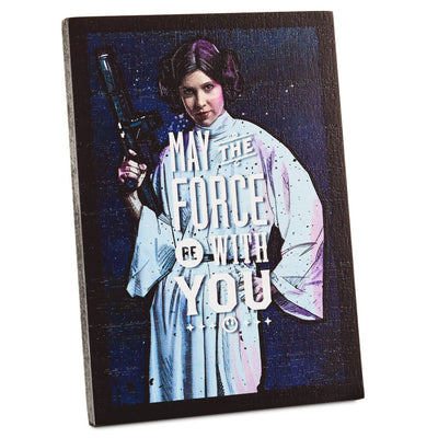 Hallmark Star Wars Princess Leia May the Force be with You Wood Quote Sign New