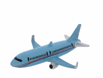 Robert Stanley Blue Airplane Glass Christmas Ornament New with Tag