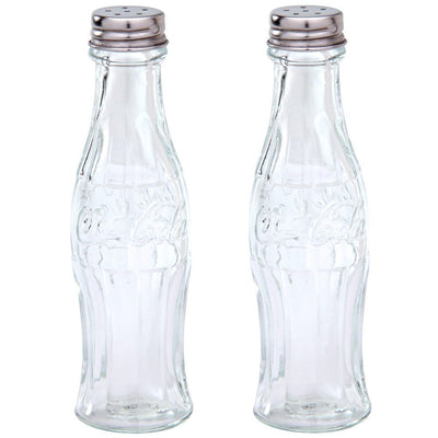 Disney Parks Coca Cola Coke Bottle Glass Salt & Pepper Shakers New with Box