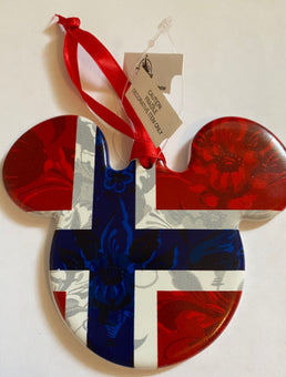 Disney Parks Epcot Mickey Icon Norway Disc Christmas Ornament New With Tags