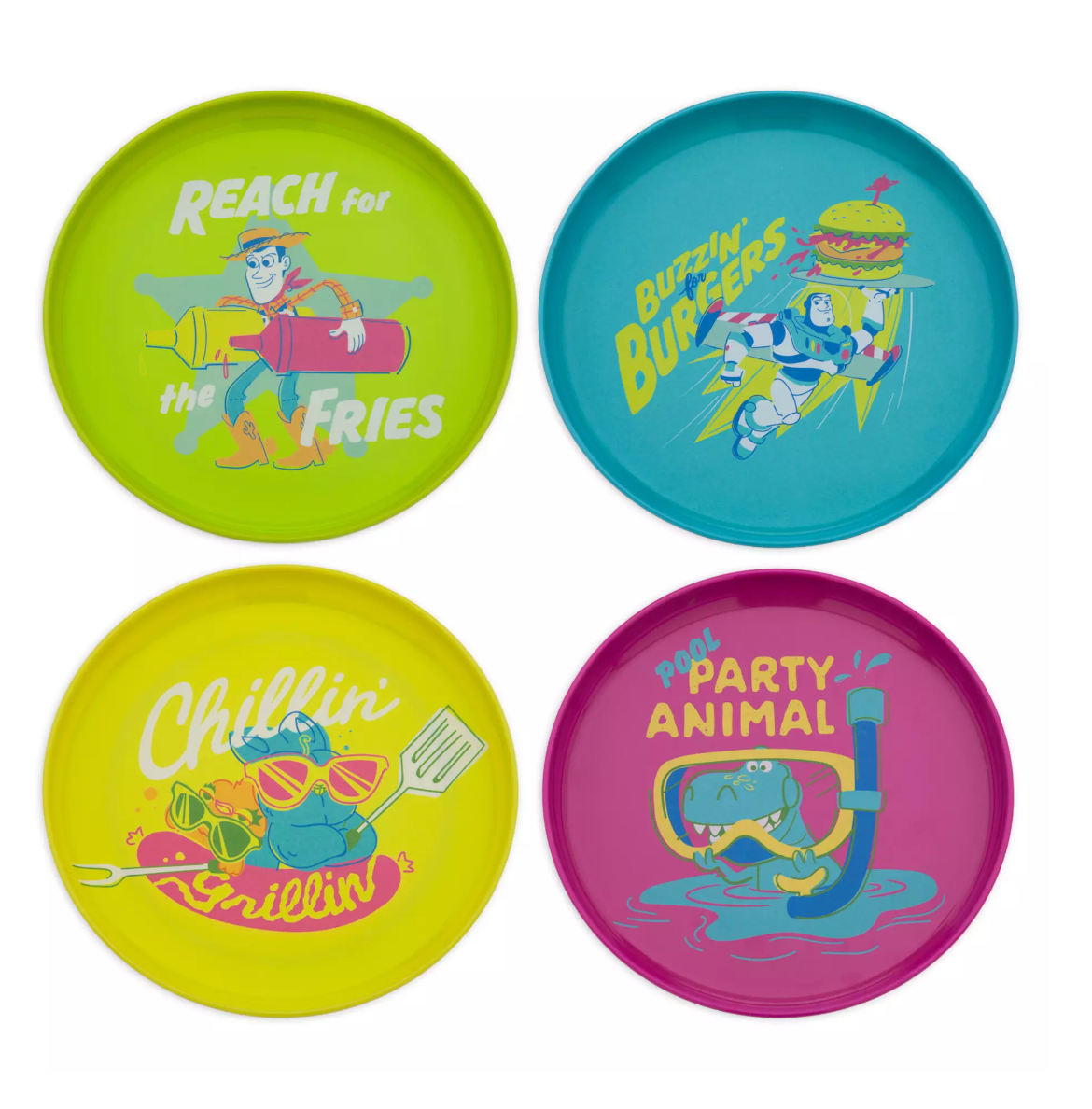 Disney Toy Story 4 Summer Splash Melamine Plate Set of 4 New