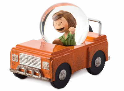 Hallmark Peanuts Peppermint Patty Box Car Mini Water Globe New