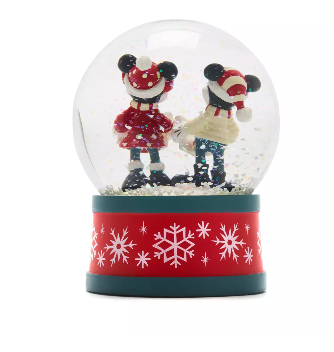 Disney Store 2021 Mickey and Minnie Christmas Holiday Snowglobe New with Box