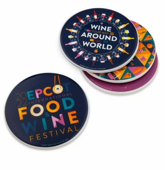 Disney EPCOT Food & Wine 2022 Wine Your Way Around the World Coaster Set New