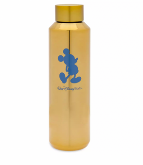 Disney WDW 50th Mickey Starbucks Water Gold Stainless Steel Bottle New
