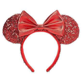 Disney Parks Minnie Mouse Sequined Ear Headband for Adults Red New with Tags