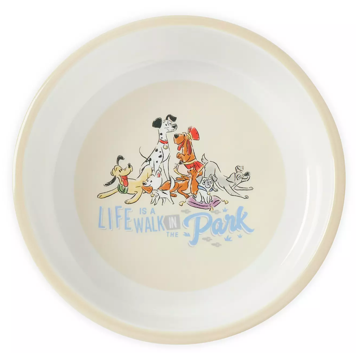 Disney Parks Dogs Pongo Perdita Pluto Bruno Lady Tramp Ceramic Pet Dish New
