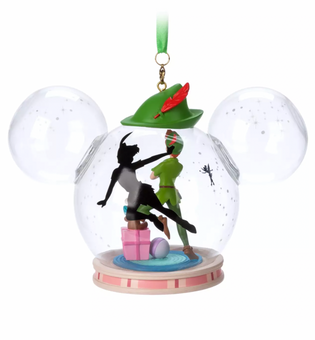 Disney Sketchbook Peter Pan Glass Dome Christmas Ornament New with Tag