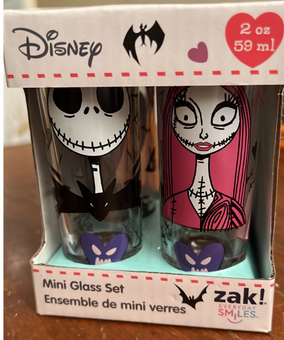 Zak Disney Nightmare Before Christmas Jack Sally Mini Glass Set New with Tag