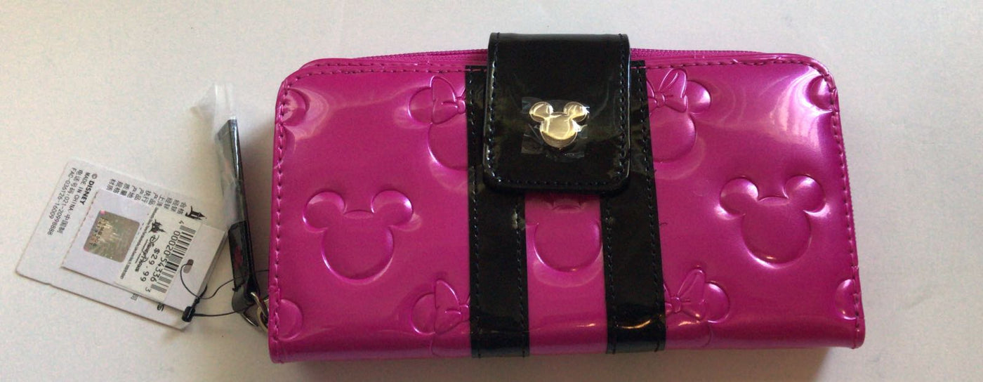 Disney Parks Shanghai Minnie & Mickey Icon Pink Metallic Wallet New with Tags