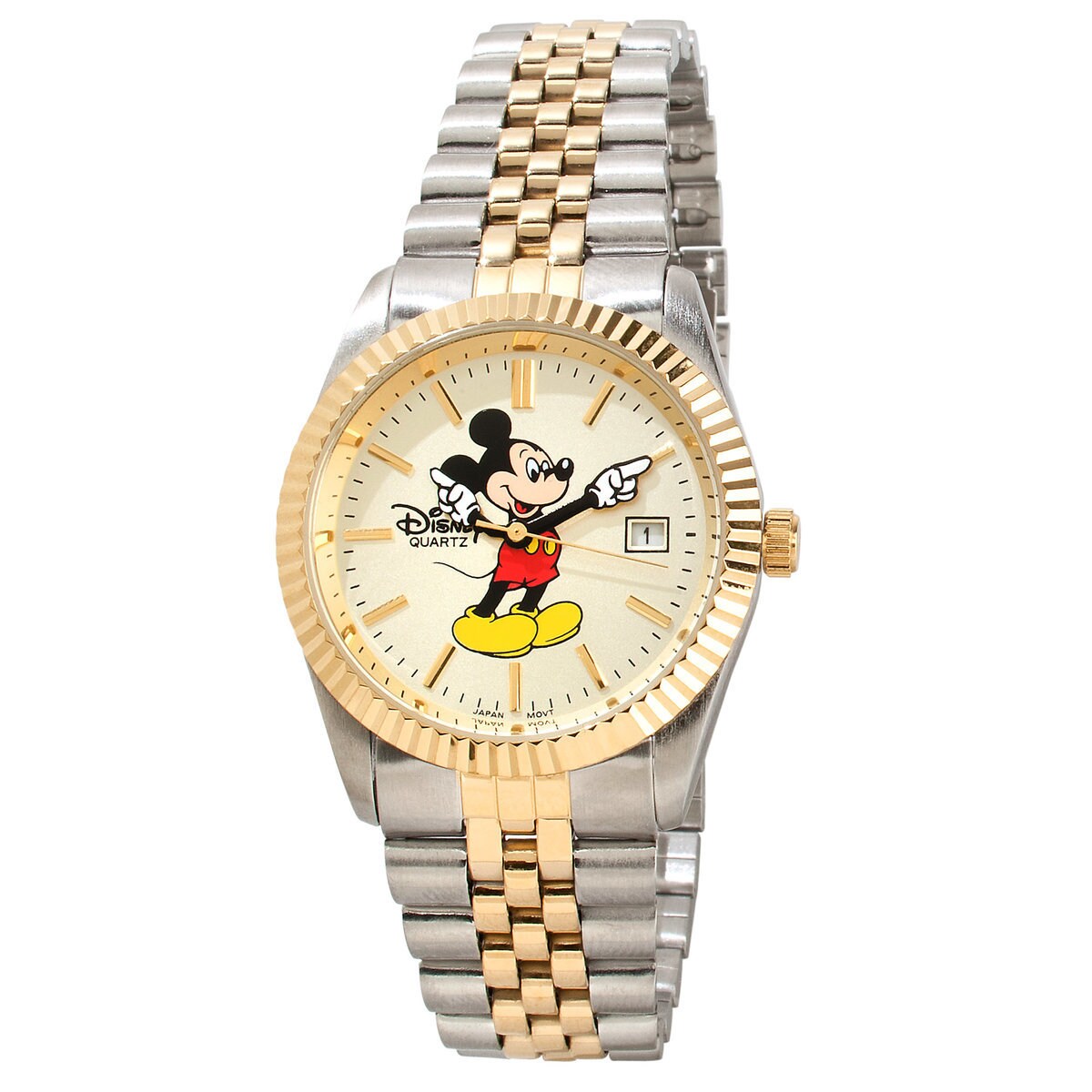 Disney Parks Mickey Mouse Two-Tone Hands Wrist Large Metal Watch New with Tag
