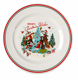 Disney Retro Mickey and Friends Best Christmas Wishes Plate Set of 2 New