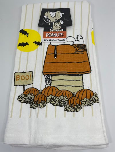 Peanuts Snoopy Halloween Pumpkin 2pk Kitchen Towels New with Tag