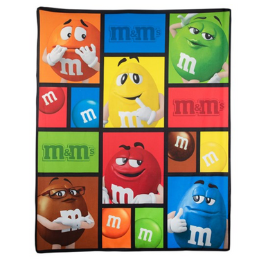 M&M's World Big Face Characters Fleece Blanket New Edition New with Tags