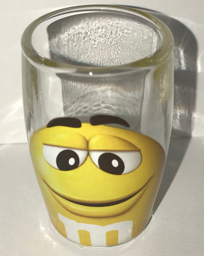 M&M's World Yellow Big Face Clear Shot Glass New