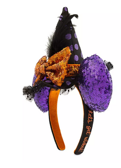 Disney Parks Halloween Minnie Sequined Witch Ear Headband Adults New with Tag