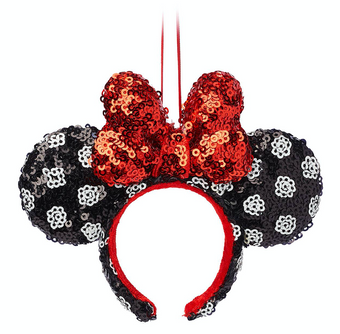 Disney Parks Minnie Silver Polka Dot Sequin Ear Headband Ornament New with Tag