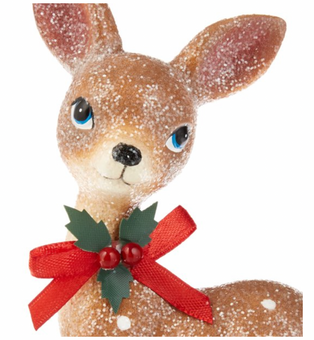 Holiday Time Brown Mini Resin Kneeling Deer Christmas Decor Figurine New W