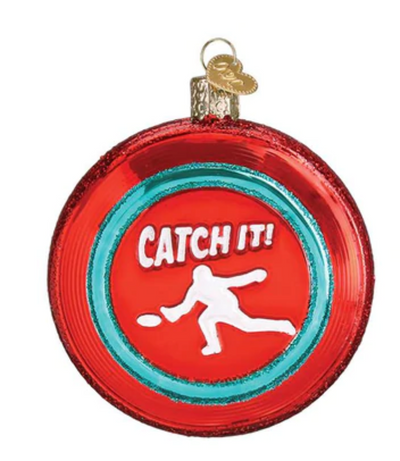 Old World Christmas Sport Disc Glass Christmas Ornament New With Box