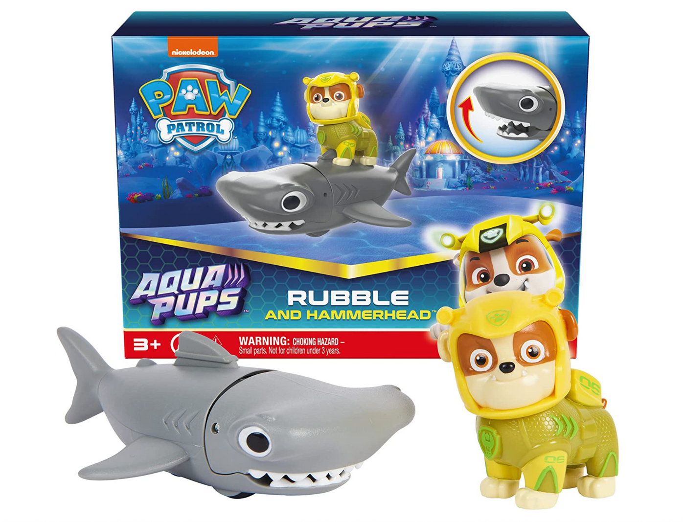 PAW Patrol Aqua Pups Rubble Hammerhead Action Figure Set Kid Toy New With Box