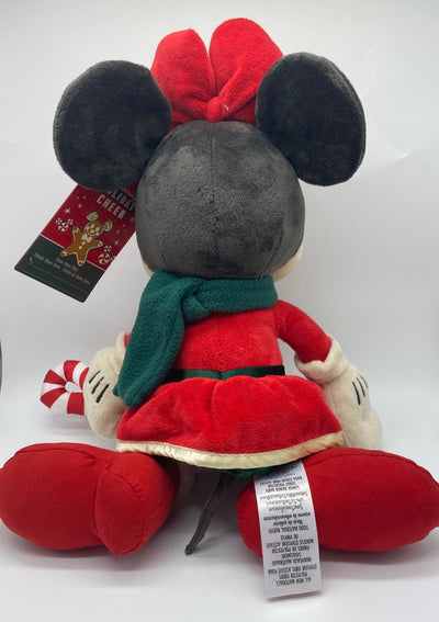 Disney Parks Minnie Cheer with Candy Cane Christmas Holiday Plush New with Tag