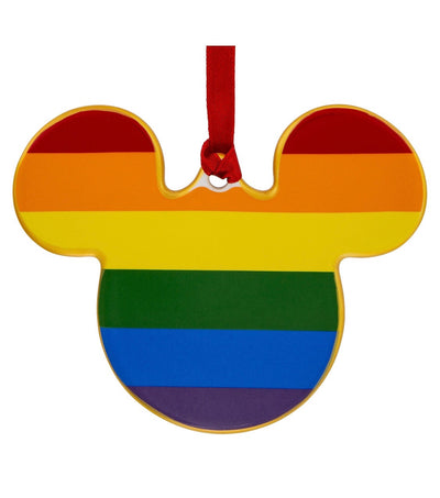 Disney Parks Rainbow Mickey Icon Disc Christmas Ornament New with Tags