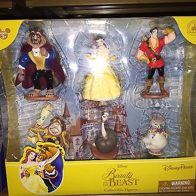 disney parks beauty and the beast 6 pcs figure cake topper playset new with box