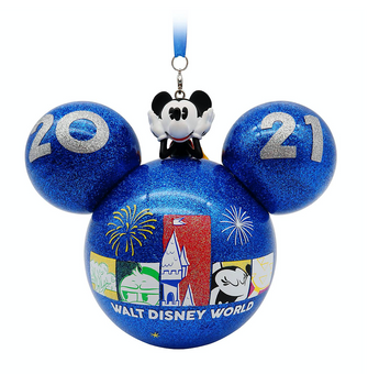 Disney Parks WDW 2021 Mickey Icon Glass Ball Christmas Ornament New with Tag