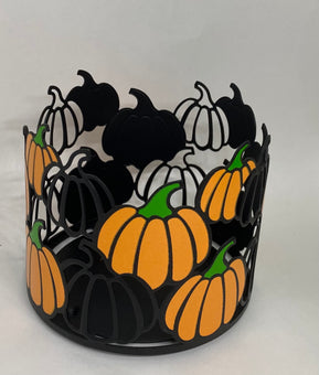 Bath and Body Works 2021 Halloween Orange Black Pumpkin 3 Wick Candle Holder New